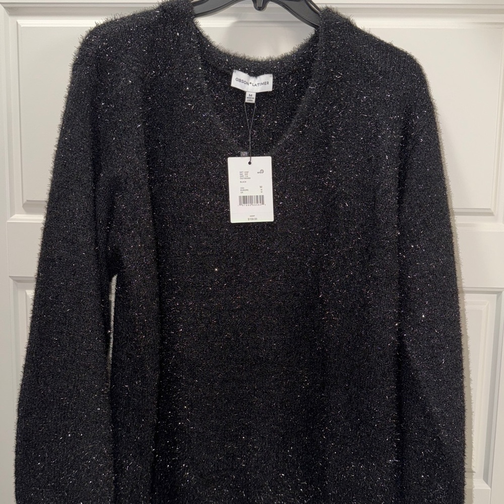 Gibson Latimer Black Shimmer V-Neck Sweater